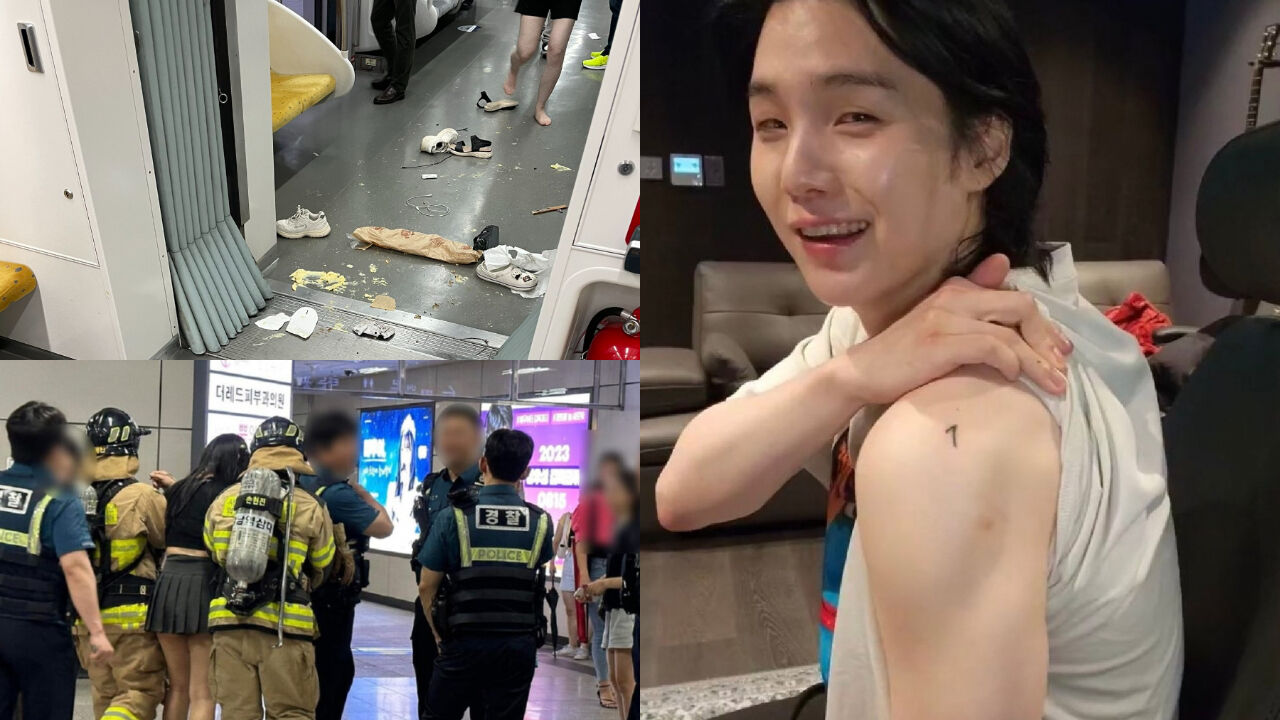 [SBS Star] "Stabbing?!" Subway Passengers Panic as BTS Fans Scream While Watching SUGA's Live
