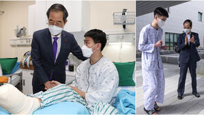 한덕수 총리, 지뢰 사고 후 재활 중인 표정호 병장 격려