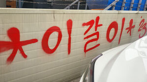 용산 150곳 빨간 글씨 '이갈이'&hellip;한글 섞어 마구 낙서한 미국인
