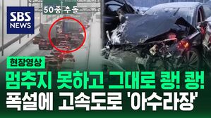 [영상] 쾅! 쾅! 깨지고, 찌그러지고&hellip;폭설에 러시아 고속도로서 50중 추돌사고