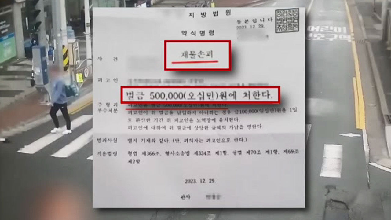 보행신호 무시한 차량 발로 찼다가 입건