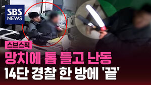 망치에 톱 들고 난동 14단 경찰 한 방에 '끝'