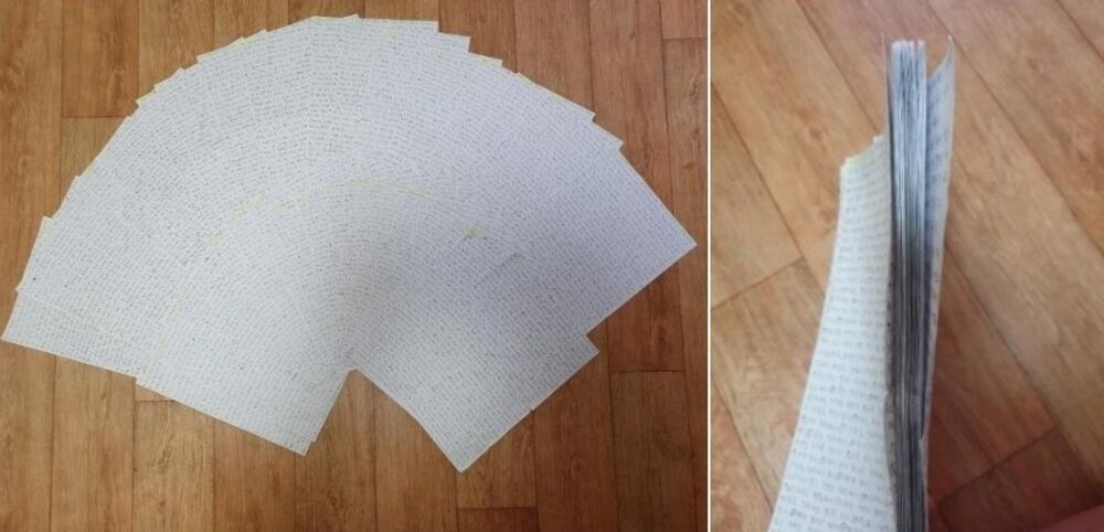 피해자 친형이 공개한 학대 증거 사진. 가해자 부부는 피해자 A 씨가 해야 할 집안일을 A4종이 앞뒤로 매일 쓰게 하고 실제로 집안일을 강요했다. 