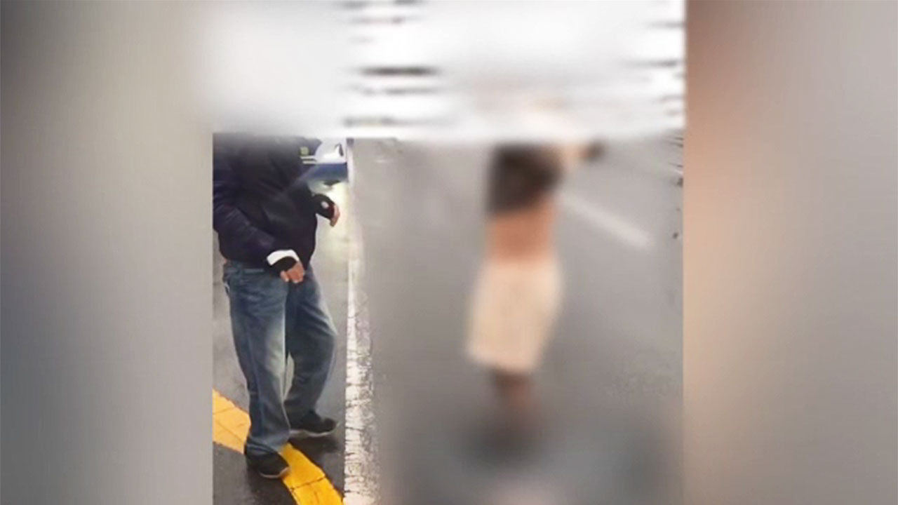 도로에서 택시기사 폭행한 문신남