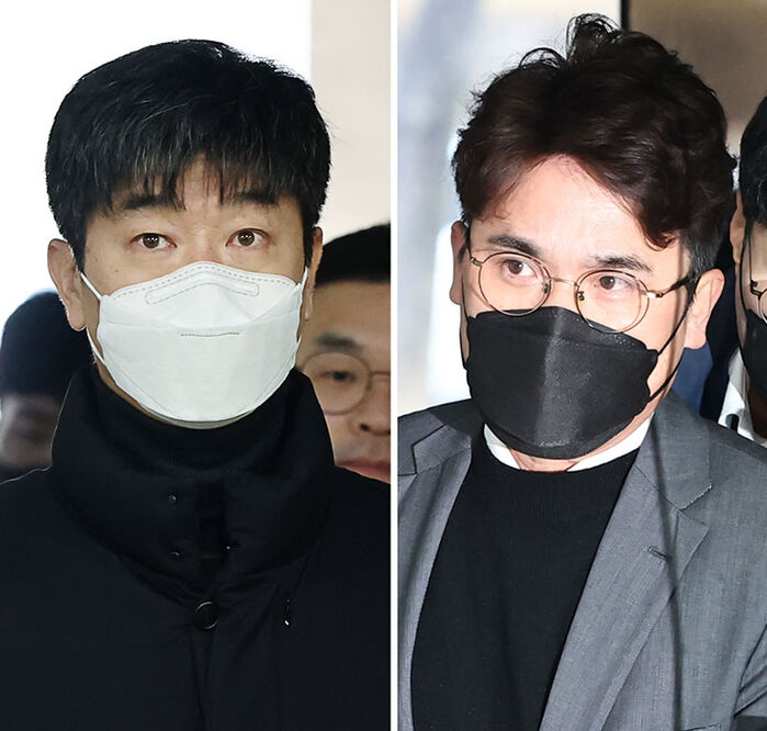 영장실질심사 출석하는 KIA 김종국·장정석 (사진=연합뉴스)