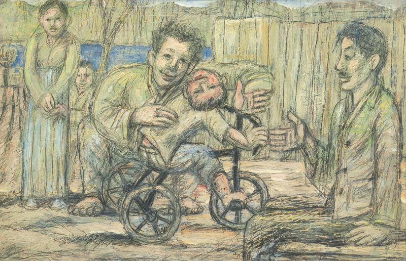 이중섭의 그림 '시인 구상의 가족' (사진=케이옥션 제공, 연합뉴스)
