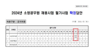 소방공무원 채용시험 오류로 전원 정답처리(사진=소방청 홈페이지 캡처)