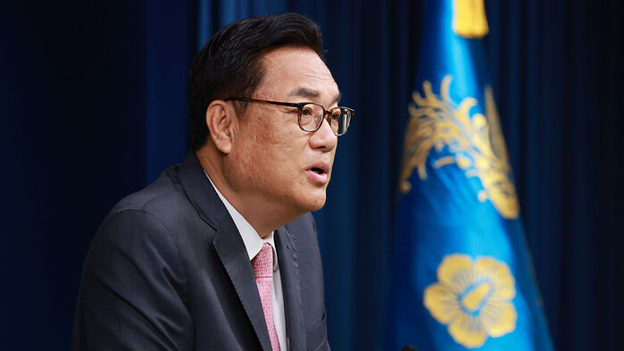 신임 대통령 비서실장으로 임명된 국민의힘 정진석 의원이 22일 서울 용산 대통령실 청사에서 열린 인사브리핑에서 소감을 말하고 있다. (사진=연합뉴스)