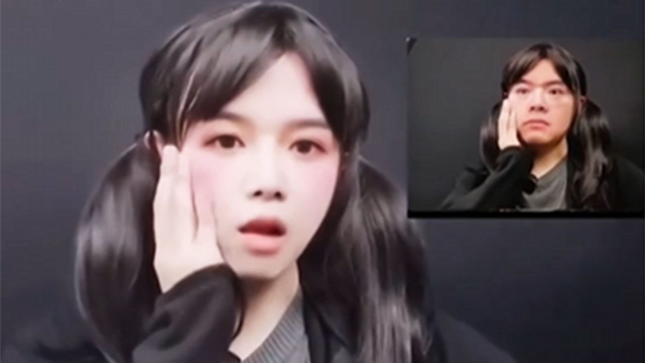 실시간 방송에서 딥페이크를 활용해 미소녀로 변신한 남성
