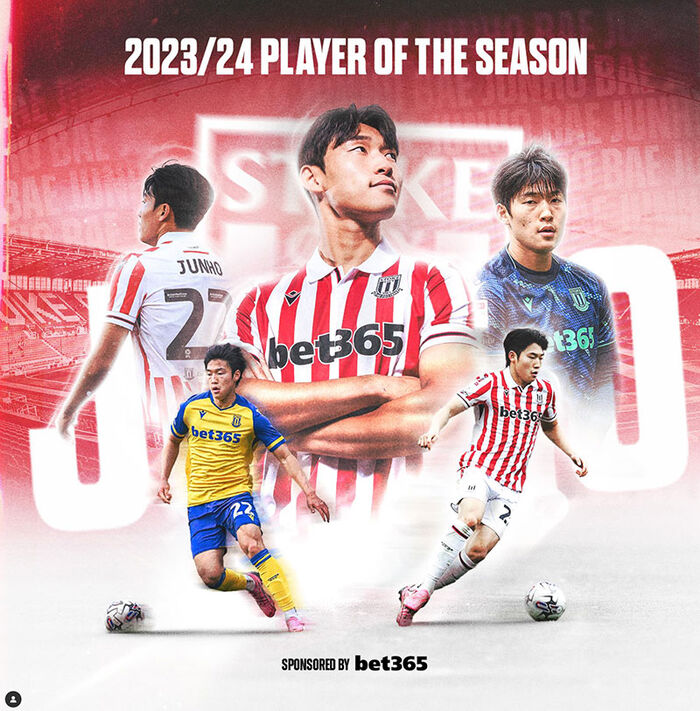 2023-2024시즌 스토크시티 올해의 선수로 뽑힌 배준호 (사진=스토크시티 SNS 캡처, 연합뉴스)