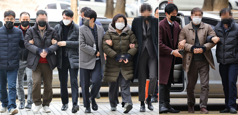 서울중앙지법에 출석하는 '창원 간첩단 사건' 연루자들 (사진=연합뉴스)