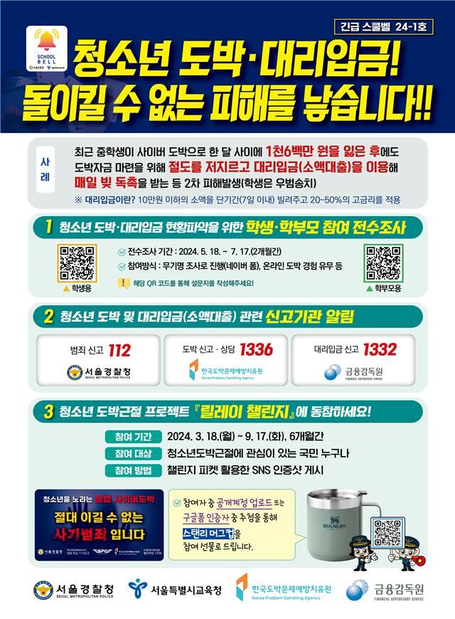 청소년 도박 포스터 (사진=서울경찰청 제공, 연합뉴스)