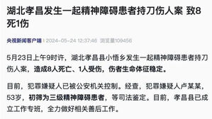 중국서 정신 병력 50대 남성 흉기 난동&hellip;용의자 모친 등 8명 사망