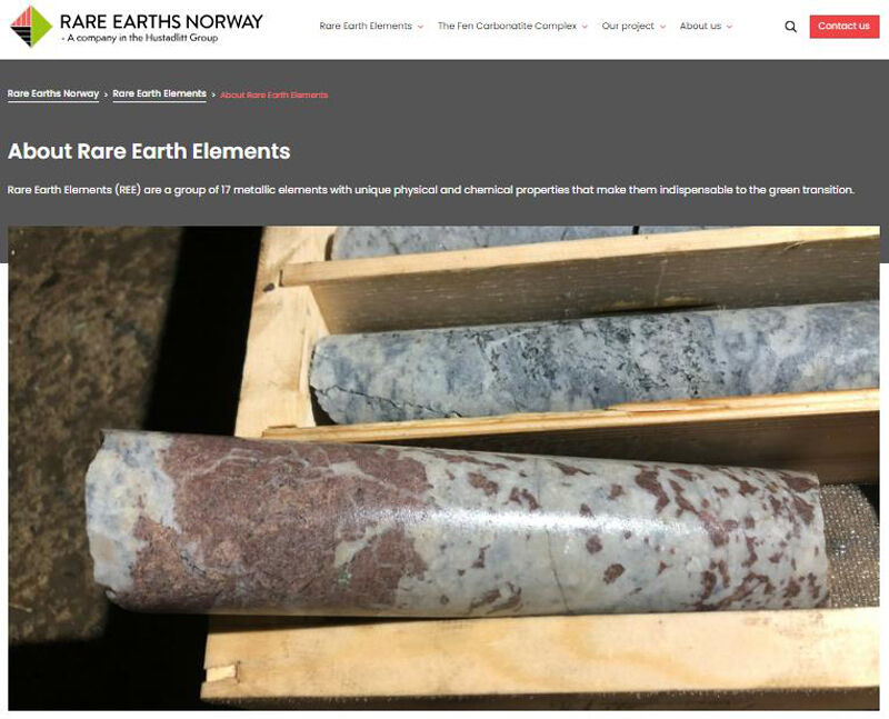 채굴업체 레어어스노르웨이(Rare Earths Norway) 홈페이지 (사진=홈페이지 캡처, 연합뉴스)