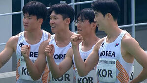남자 계주 400ｍ 대표팀, 10년 만에 한국 신기록&hellip;38초68