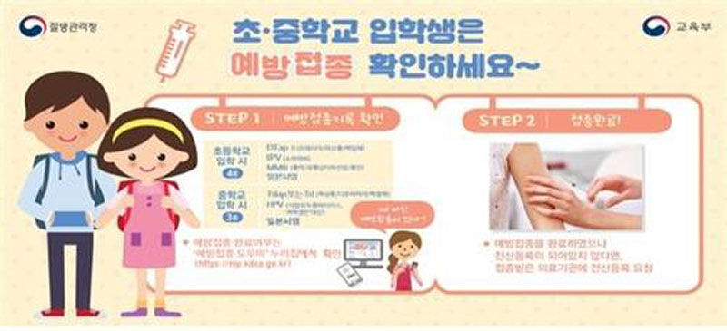 초·중학교 예방접종 안내문 (사진=교육부, 질병관리청 제공, 연합뉴스)