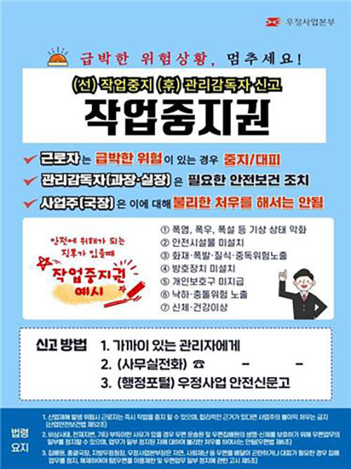 집배원 작업중지권 (사진=우정사업본부 제공, 연합뉴스)