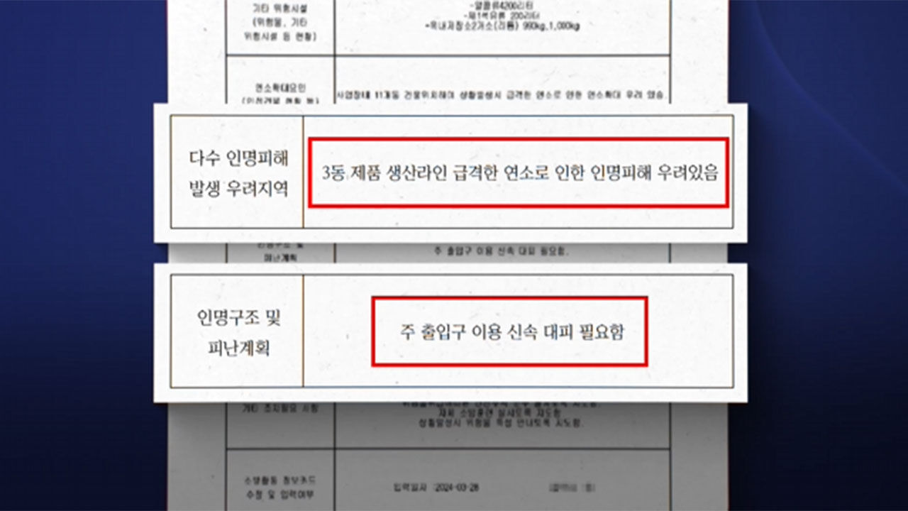 화성소방서 남양 119 안전센터가 아리셀 공장을 현장 점검해 작성한 '소방활동 자료조사' 보고서