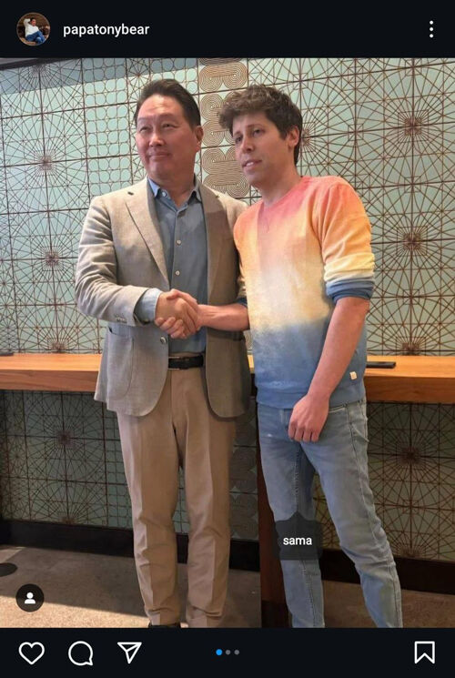 샘 올트먼 오픈AI 최고경영자 만난 SK그룹 최태원 회장 (사진=최태원 회장 인스타그램 캡처, 연합뉴스)