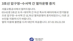 서울지하철 3호선 대치역 연기 발생&hellip;출근길 한때 운행 차질