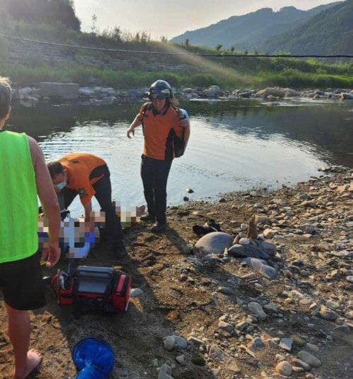 영월 옥동천 수난 사고 (사진=강원특별자치도소방본부 제공, 연합뉴스)