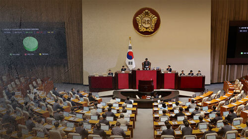 지난 5일 본회의에서 야당 주도로 통과되고 있는 '노란봉투법'(노동조합·노동관계조정법 개정안)