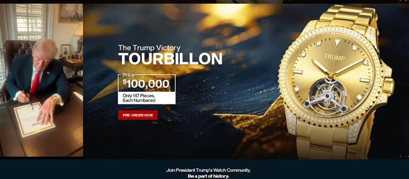 최근 출시된 '트럼프 시계' 광고 (사진=판매 사이트 gettrumpwatches.com 캡처, 연합뉴스)