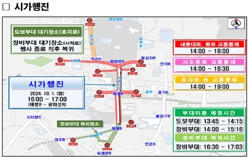 국군의날 세종대로 시가행진 교통통제