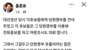 홍준표 "명태균 주장 여론조사 의뢰자 우리 캠프와는 무관"