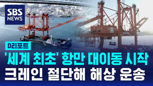 [D리포트] '세계 최초' 항만 대이동 시작&hellip;크레인 절단해 해상 운송
