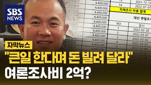 SBS NEWS 자막뉴스 큰일 한다며 돈 빌려 달라-&hellip;여론조사비 2억?