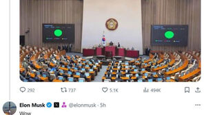 머스크, 한국의 계엄 관련 소식에 "와우&hellip;충격적"