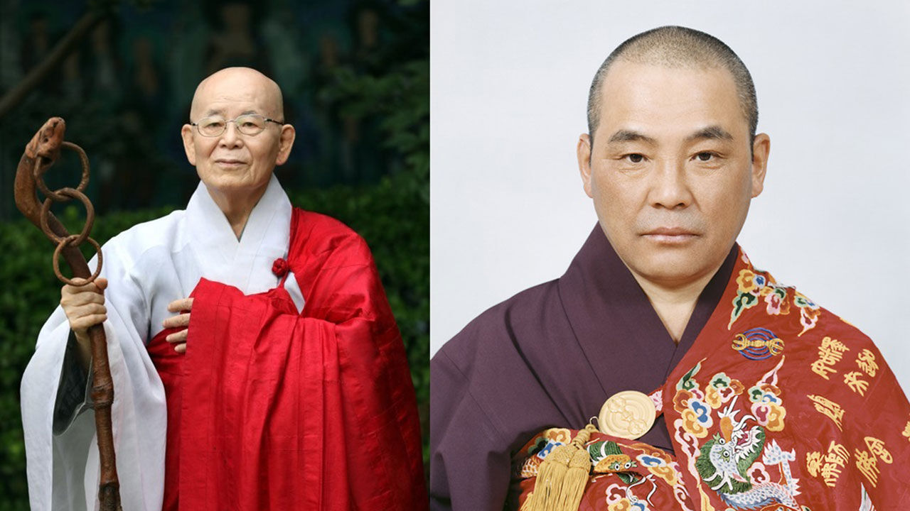 태고종 종정 운경스님(좌)과 천태종 종정 도용스님(우)