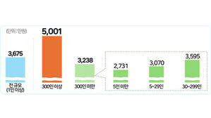 사업체 규모별 정규직 대졸초임(초과급여 제외) (사진=한국경영자총협회 제공, 연합뉴스)