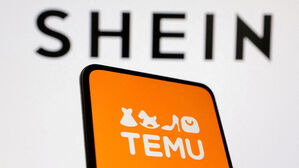 2024년 8월 22일에 촬영된 이 일러스트에는 쉬인 로고와 테무 로고가 그려져 있다.(사진=AP, 연합뉴스)