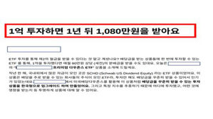 장래에 확정적 수익을 얻는 것으로 오인될 우려가 있는 광고 (사진=금감원 제공, 연합뉴스)