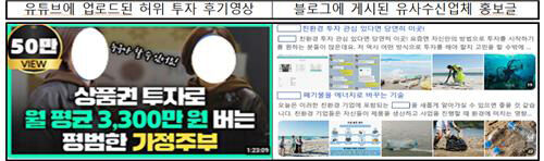 유사수신업체의 가짜 홍보영상 및 블로그 사례