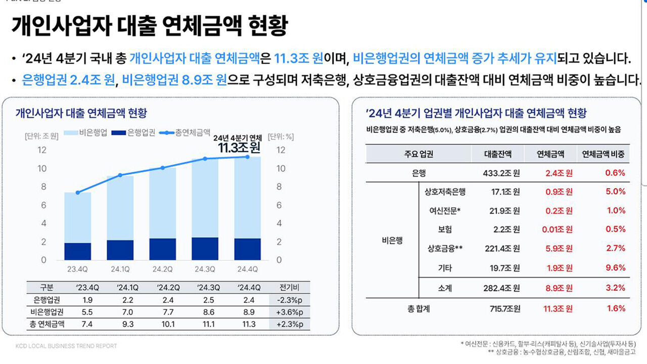 개인사업자 대출 연체금액 현황 (사진=한국신용데이터 제공, 연합뉴스)