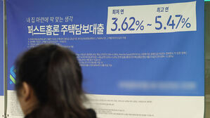 23일 서울 한 은행에 주택담보대출 금리 안내문이 붙어있다.