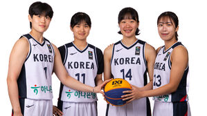 (왼쪽부터) 이예나, 허유정, 송윤하, 이다연(사진=대한민국농구협회 제공, 연합뉴스)