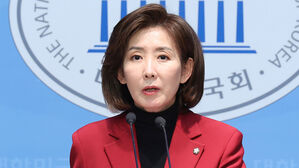 국민의힘 나경원 의원이 28일 서울 여의도 국회 소통관에서 현안 관련 기자회견을 하고 있다.