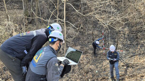 경북 안동 대형산불 피해지 산사태 위험 긴급 진단 장면(사진=산림청 제공, 연합뉴스)