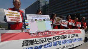 돌봄노동자들 최저임금 인상 촉구(사진=연합뉴스)