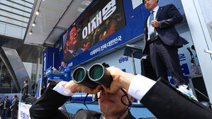 경비 삼엄한 이재명 후보 유세장(사진=공동취재, 연합뉴스)