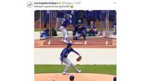 김혜성, '투수' 오타니와 라이브 피칭 맞대결서 2루타 작렬