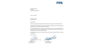 FIFA 회장이 보낸 축전 (사진=대한축구협회 제공, 연합뉴스)