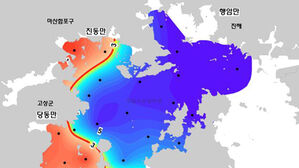 진해만 저층산소 수평분포(사진=국립수산과학원 제공, 연합뉴스)