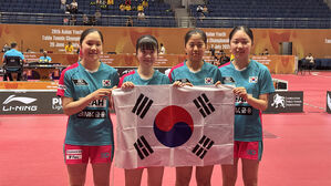 아시아 유스 챔피언십 여자 U-15 여자단체전 우승을 합작한 선수들 (사진=대한탁구협회 제공, 연합뉴스)
