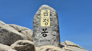 '국립공원 추진' 부산 금정산 고당봉 정상 표지석 훼손