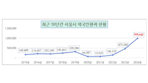 최근 10년간 서울시 외국인환자 현황 (사진=서울시 제공, 연합뉴스)